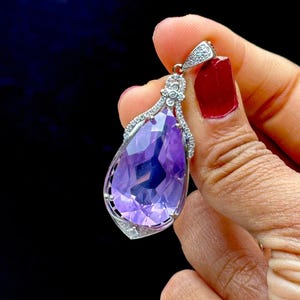 Gemstone Grade Lavender Amethyst Sterling Silver Pendant - Handcrafted Healing Crystal Jewelry