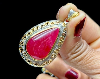Grade AAA Ruby Crystal Pendant in Sterling Silver - Tear Drop Healing Jewelry