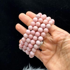 Bracelet de perles d&#39;opale rose - Perles de 9 mm - Bijoux de guérison
