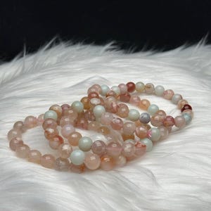 Flower Agate Crystal Healing Stretch Bracelet - Top Quality, 9mm Beads