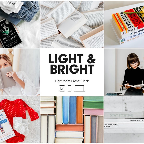 10 LIGHT & BRIGHT Lightroom Presets | Bookstagram Preset | Clean Bookish Filter | Bright Clean Bookstagram | Product Presets | Book Preset