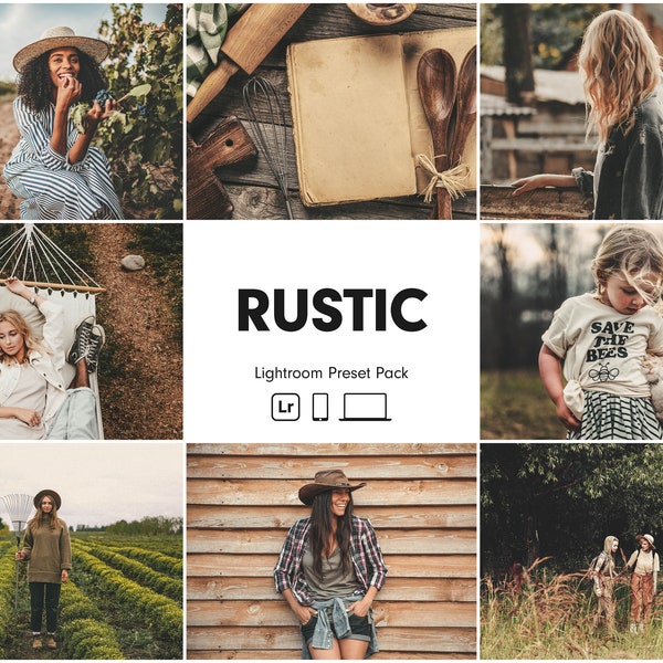 10 RUSTIC Lightroom Presets | Boho Preset | Cottagecore | Moody Preset | Vintage Preset | Rustic Preset | Warm Presets | Bohemian Preset