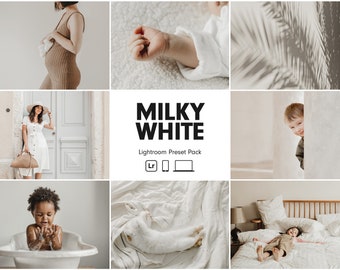 10 MELKWIT Lightroom-voorinstellingen | Voorinstelling voor pasgeborenen | Minimale babyvoorinstellingen | Heldere schone voorinstellingen | Mama Blogger Instagram licht luchtige preset