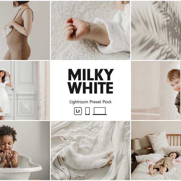 10 MELKWIT Lightroom-voorinstellingen | Voorinstelling voor pasgeborenen | Minimale babyvoorinstellingen | Heldere schone voorinstellingen | Mama Blogger Instagram licht luchtige preset