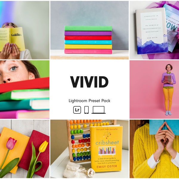 10 VIVID Lightroom Presets | Bold Colorful Bookstagram Preset | Bright Clean Bookstagram | Vibrant Book Preset | Colorful Preset | Bookish