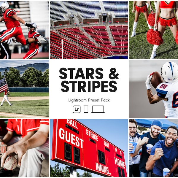 10 STARS & STRIPES Lightroom Presets | Sport Preset | Football Preset | Baseball Preset | Presets For Athletes | Soccer Preset | Game Preset