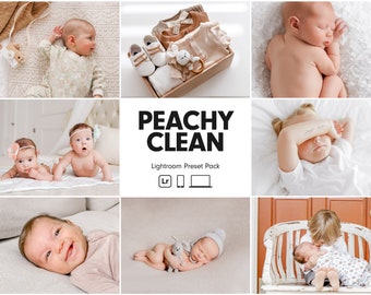 10 PEACHY CLEAN Lightroom-voorinstellingen | Voorinstelling voor pasgeborenen | Warme babyvoorinstellingen | Heldere schone voorinstellingen | Mama Blogger Instagram-voorinstellingen | Licht luchtig