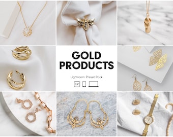 10 GOLD PRODUCTS Lightroom Presets | Clean Product Preset | Gold Product Photography Preset | Minimal Product Preset | Flatlay Presets