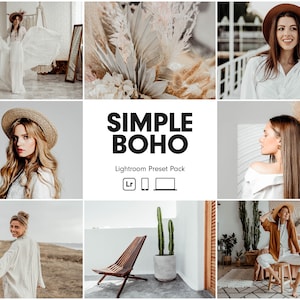 10 SIMPLE BOHO Lightroom Presets | Minimal Boho Preset | Clean Preset | Boho Preset | Bright Boho Presets | Warm Presets | Bohemian Preset