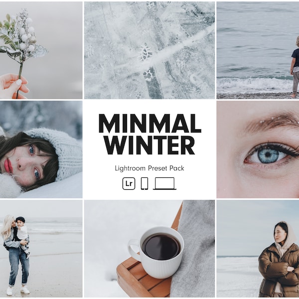 10 MINIMAL WINTER Lightroom Presets | Clean White Preset | Natural Winter Preset | Bright Snow Preset | Light Airy Boho Preset | Mom Preset