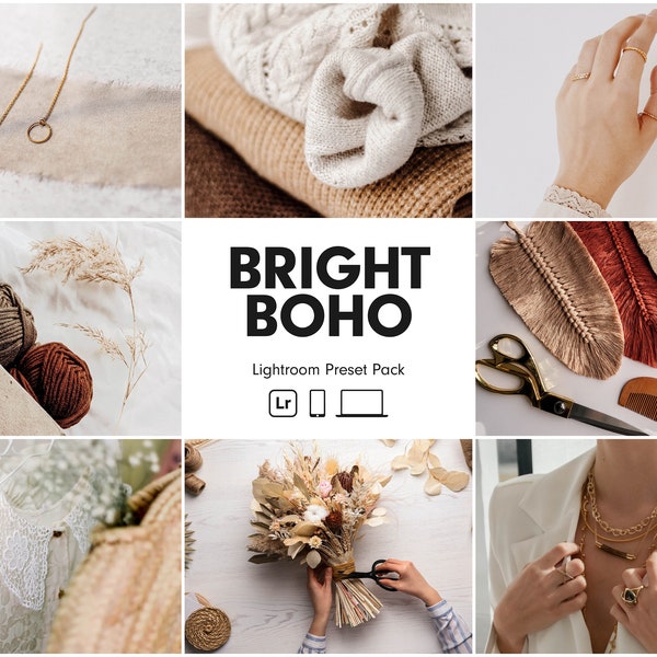 10 BRIGHT BOHO Lightroom Presets | Minimal Boho Product Preset | Clean Products Preset | Boho Preset | Bright Boho Presets | Boutique Preset