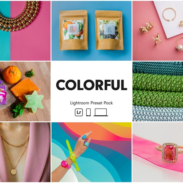 10 COLORFUL Lightroom Presets | Colorful Product Preset | Clean Product Photography Preset | Bright Product Preset | Boutique Preset