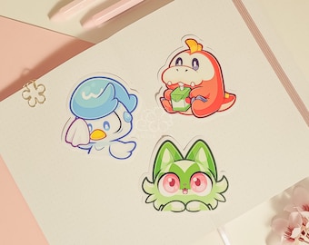 PKMN Gen 9 Starters Vinyl Sticker Pack | Anime Waterproof Decal