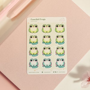 Fanciful Frogs Mini Sticker Sheet | Kawaii Planner Stickers for Journals, Scrapbooks, Notebooks | Made for Cute Stationery Lovers