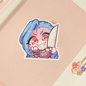 LoL Jinx Knife 3&quot; Vinyl Sticker | Cute Waterproof Anime Decal for Water Bottles, Laptops, Journals, Luggage & More | Gift