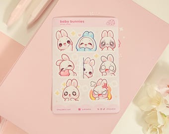 Baby Bunnies Mini Sticker Sheet | Kawaii Planner Stickers