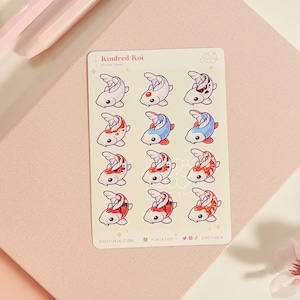 Kindred Koi Mini Sticker Sheet | Kawaii Planner Stickers for Journals, Scrapbooks, Notebooks | Made for Cute Stationery Lovers