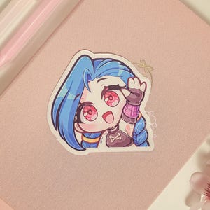LoL Jinx Wave 3&quot; Vinyl Sticker | Cute Waterproof Anime Decal for Water Bottles, Laptops, Journals, Luggage & More