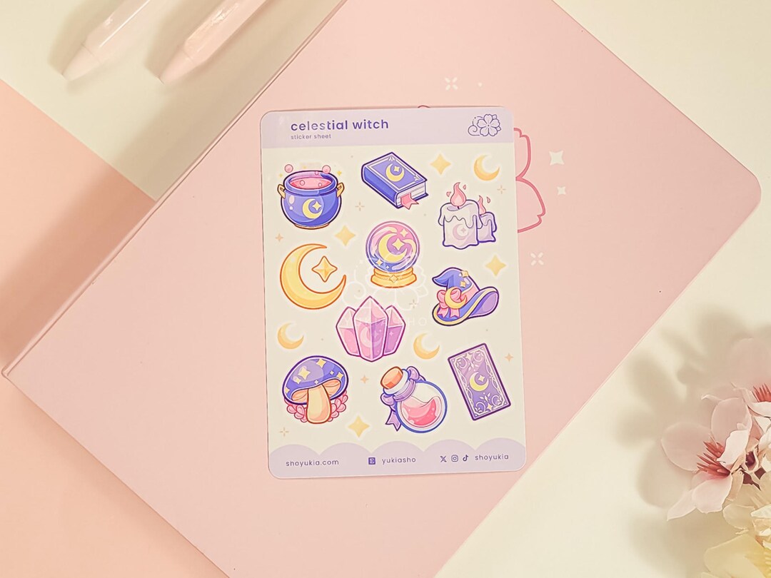 Celestial Witch Mini Sticker Sheet | Kawaii Planner Stickers - Etsy