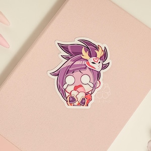 LoL Akali Spooked 3&quot; Vinyl Sticker | Cute Waterproof Anime Decal for Water Bottles, Laptops, Journals, Luggage & More