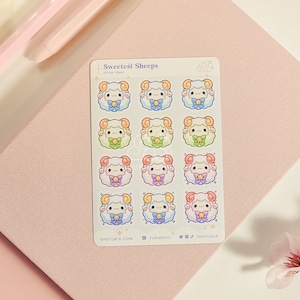 Sweetest Sheeps Mini Sticker Sheet (Calm) | Kawaii Planner Stickers for Journals, Scrapbooks, Notebooks