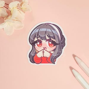 S Family Mommy Shy 3" Vinyl Sticker | Cute Waterproof Anime Decal for Water Bottles, Laptops, Journals, Luggage & More