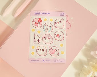 Spooky Ghosties Mini Sticker Sheet | Kawaii Planner Stickers