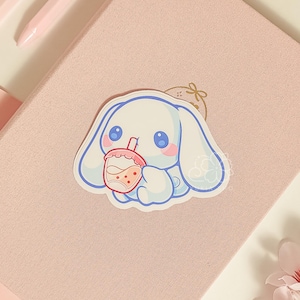 Kawaii Cinna Roll Sip 3" Vinyl Stickers | Cute Die Cut Sticker | Laptop Sticker | Journal Sticker | Boba Sticker | Cute Bubble Tea Sticker