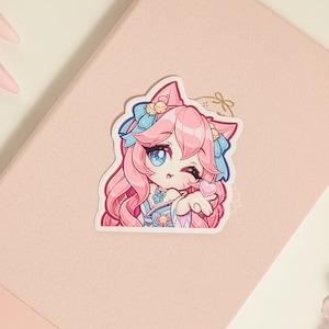 LoL Ahri Kiss 3&quot; Vinyl Sticker | Cute Waterproof Anime Decal for Water Bottles, Laptops, Journals, Luggage & More