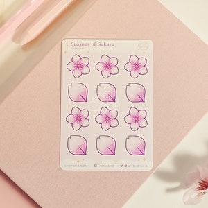 Seasons of Sakura Mini Sticker Bogen (Lila) | Planer Sticker Blatt | Niedliches Sticker Blatt | Notizheft Sammelalbum | Kirschblüten-Aufkleber