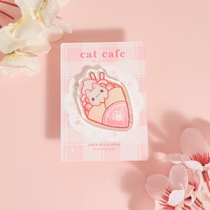 Cat Cafe Crepe Acrylic Pin |  Kawaii Bag Accessory