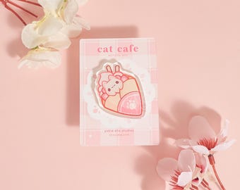 Cat Cafe Crepe Acrylic Pin |  Kawaii Bag Accessory