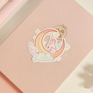 Suzumi Usagi Moon Vinyl Sticker (3&quot;) | Waterproof Decal for Laptop, Journal, Luggage and More