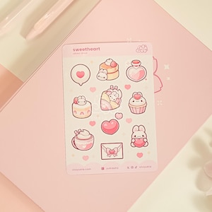 Mini feuille d'autocollants chérie | Sticker pour agenda | Jolie feuille d'autocollants | Cahier de notes | Stickers coeur | autocollant de journal | Saint-Valentin