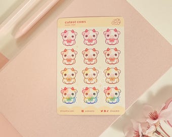 Süßeste Kühe Mini Sticker Bogen (Cozy) | Kawaii Planner Sticker