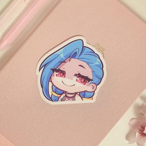 LoL Jinx Smug 3&quot; Vinyl Sticker | Cute Waterproof Anime Decal for Water Bottles, Laptops, Journals, Luggage & More