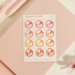 Returned with Milk Mini Sticker Sheet (Cozy) | Planner Sticker Sheet | Cute Sticker Sheet | Notebook Scrapbook | Kawaii Stickers Sheet