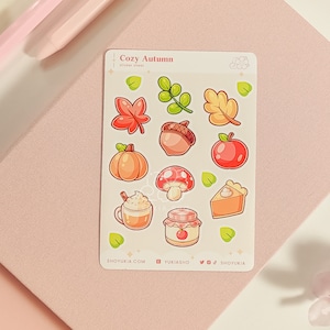 Cozy Autumn Mini Sticker Sheet | Kawaii Planner Stickers for Journals, Scrapbooks, Notebooks
