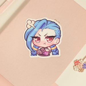 LoL Jinx Hmph 3&quot; Vinyl Sticker (Glossy) | Cute Waterproof Anime Decal for Water Bottles, Laptops, Journals, Luggage & More