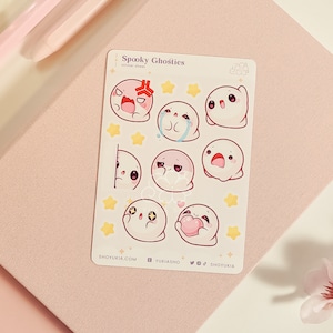 Spooky Ghosties Mini Sticker Sheet | Kawaii Planner Stickers for Journals, Scrapbooks, Notebooks | Made for Cute Stationery Lovers