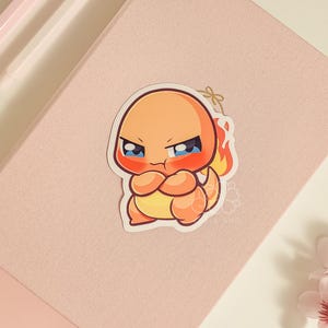 PKMN Char Pout 3&quot; Vinyl Sticker | Cute Waterproof Anime Decal for Water Bottles, Laptops, Journals, Luggage & More