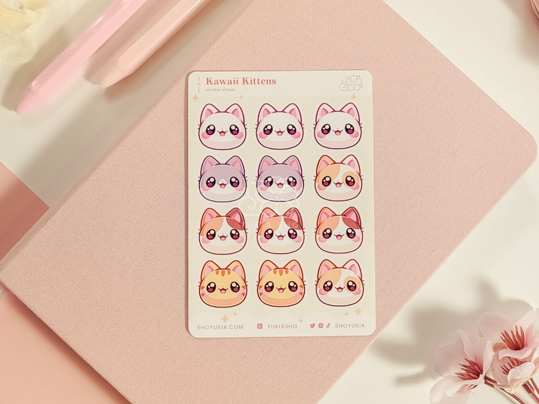 Kawaii Kittens Mini Sticker Sheet | Kawaii Planner Stickers - Etsy