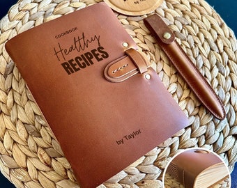 Custom Thick Family Recipe Book - Perfect Anniversary & Cooking Enthusiast Gift, Personalized leather recipe book, 400 pages recipes
