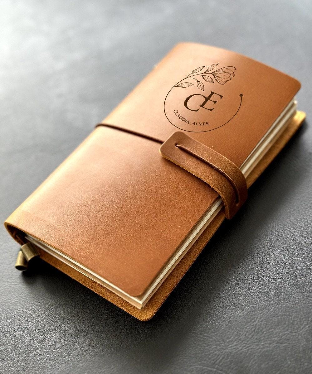 Personalized Monogram Leather Journal – Refillable Custom Notebook with Initials, Name & Floral Design, Gift for Her or Entrepreneurs