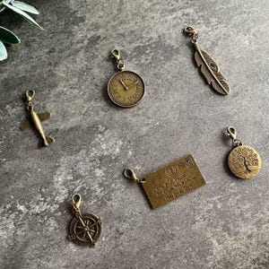 Travel Journal Vintage Charms, Midori Journal Planner Bronze Charms, Bracelet Charm Connectors, Travel Journal Accessories