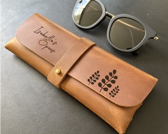 Customized Leather Glasses Case, Leather Eyeglass Case, Handmade Sunglasses Sleeve, Eyewear Case, Leather Sunglasses Pouch, Sunglasses Pouch