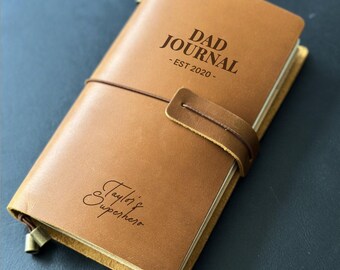 Personalized Leather Dad Journal - Custom Engraved Keepsake