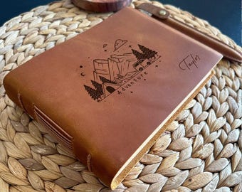 Diario rilegato in pelle con copertina personalizzata, diario di viaggio avventuroso, regalo di anniversario per uomo e donna, regalo per la mamma, regali di Natale