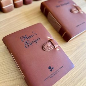 Diario in pelle personalizzato • Libro di ricette per la mamma • Regalo per la festa della mamma • Regali per lui e per lei • Cucina • Quaderno con carta kraft bianca • 400 pagine