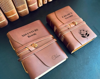 Gepersonaliseerde lederen reisdagboek, op maat gegraveerd avonturennotitieboekje, Crazy Horse-dagboek met leerverhaal Cadeau voor hem/haar